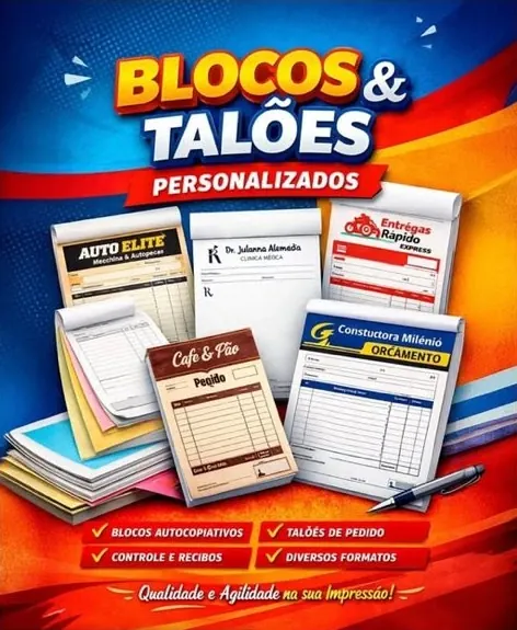 Blocos e talões personalizados de diversos segmentos